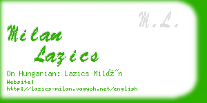 milan lazics business card